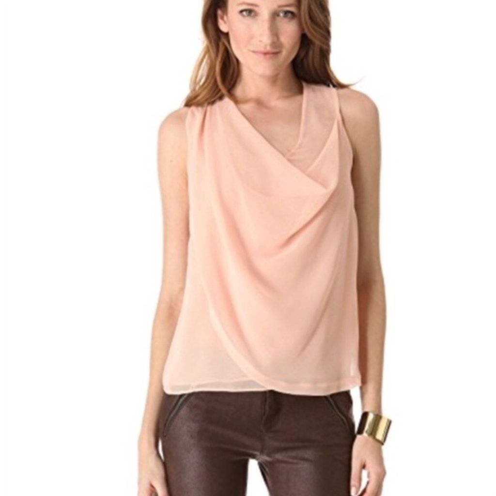 Diane Von Furstenberg Peach Pink Cowl Neck Sleeveless Blouse Size 4